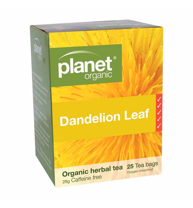 PLANET ORGANIC DANDELION LEAF HERBAL TEA BAGS, 25 Tea bags of Certified Organic Dandelion Tea, Non-GMO, Anti-Oxidant Rich Dandelion Tea, Compostable Packaging (0.9oz/28g)
