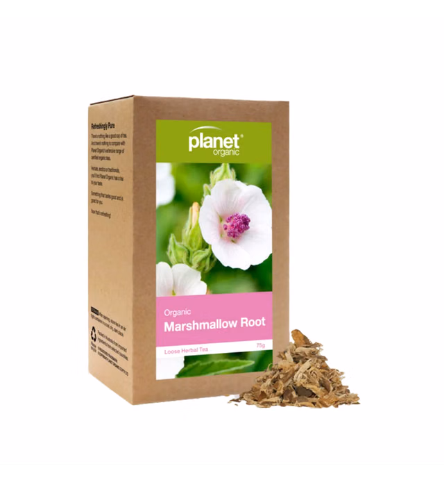 PLANET ORGANIC MARSHMALLOW ROOT LOOSE HERBAL TEA - Certified Organic Marshmallow Root Tea, Non-GMO, Rich in Vitamins and Antioxidants, Compostable Packaging (2.6 oz/75g)