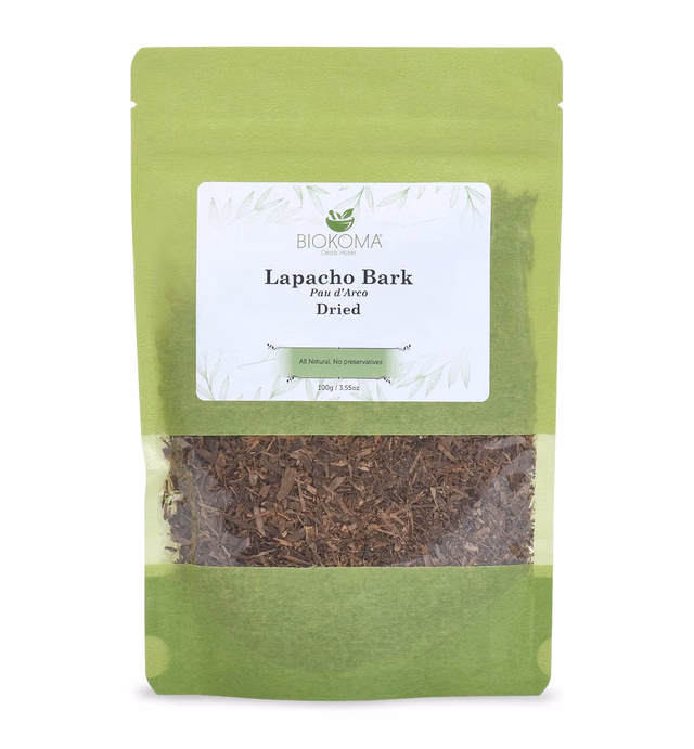 Pure and Natural Biokoma Lapacho Bark (PAU d’Arco) Dried Herb 100g (3.55oz) In Resealable Moisture Proof Pouch