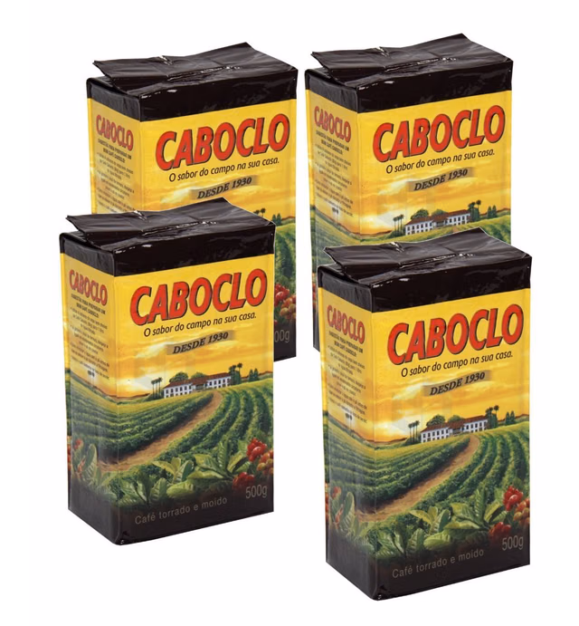 Cafe Caboclo 500g | Torrado e Moído | Roast and Ground Coffee 17.60oz (PACK OF 4) |GLUTEN FREE|