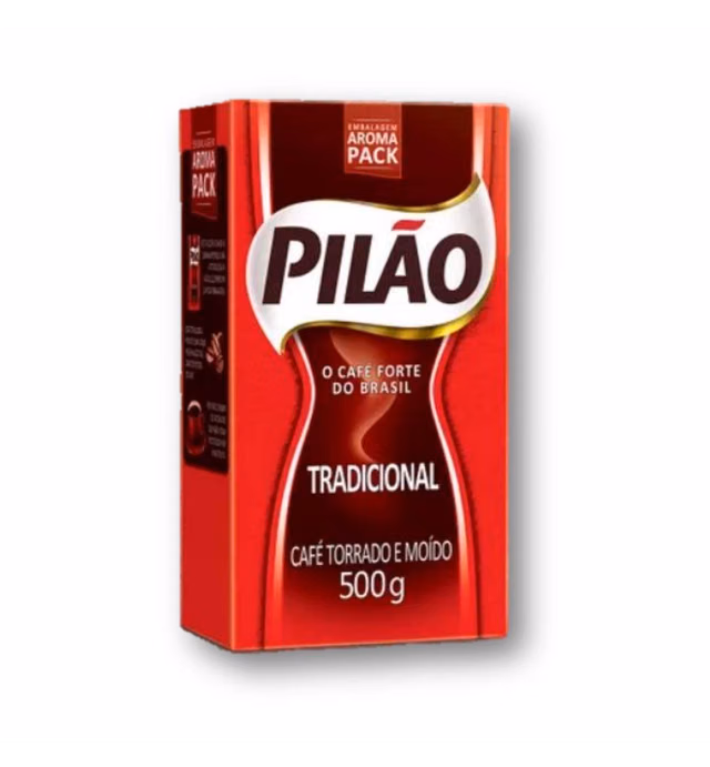 Cafe Pilao Brazilian Coffee | Cafe Pilão Tradicional 500g | Imported from Brazil | Gluten Free, 17.6 ounces, Caramel Chocolate