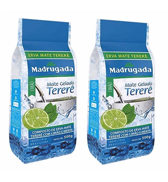 MADRUGADA Erva Mate Gelado Terere Sabor Limao e Menta 500 gr./ Yerba Mate with Lemon and and Mint 17.62 oz.