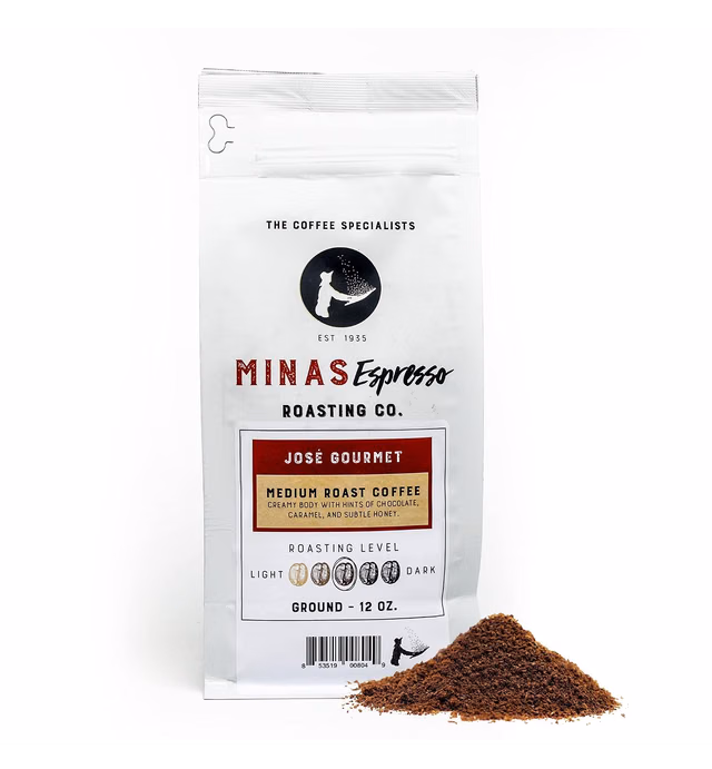 Minas Espresso – Jose Gourmet – Medium Roast Ground Coffee Single Origin Imported Brazilian Coffee – Direct Trade – 12oz Bag