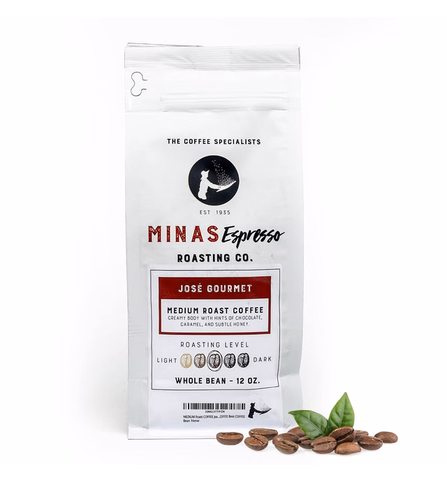 Minas Espresso – Jose Gourmet – Medium Roast Whole Coffee Beans Single Origin Imported Brazilian Coffee – Direct Trade - 12oz Bag