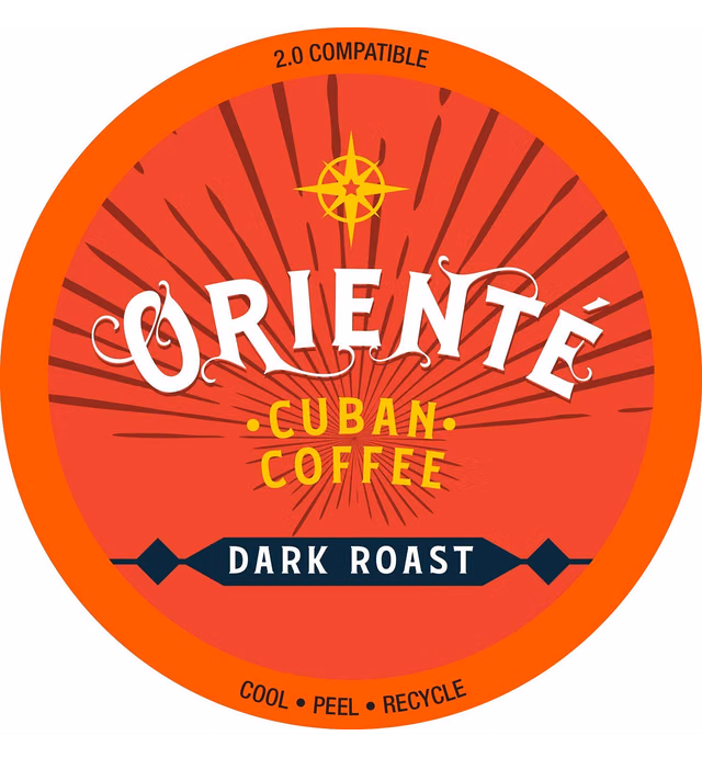 Oriente Cuban Coffee Roasters - Dark Roast Cuban Coffee - 50ct. - Solar Energy Produced Recyclable Dark Roast Coffee Pods - Authentic Cuban Coffee Inspired Style - KCup Compatible - 2X Stronger Coffee