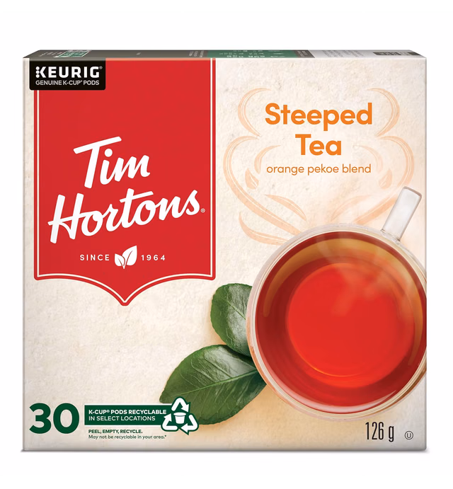 Tim Hortons Steeped Orange Pekoe Tea, Black Tea, Single Serve Keurig K-Cup Pods, 30 Count