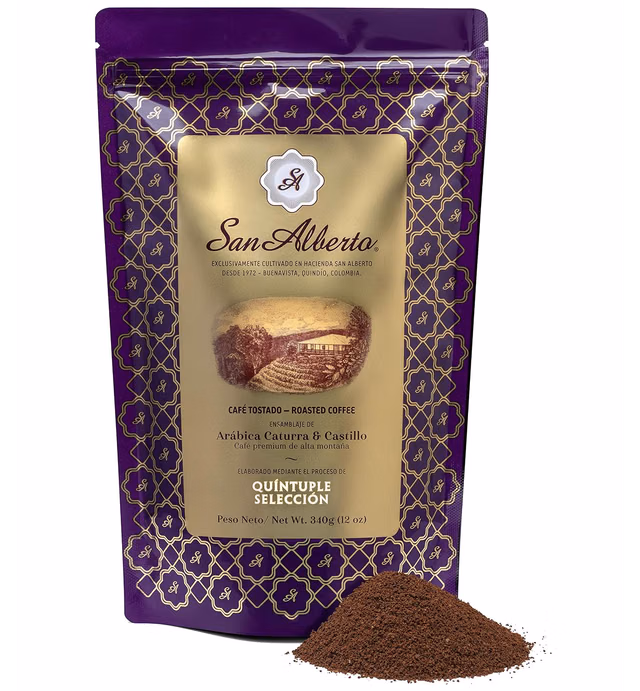 San Alberto Ground Coffee Single Origin With Caramel and Soft Dark Chocolate Notes Arabica Specialty Colombian Black Coffee Medium Roast 12 Oz