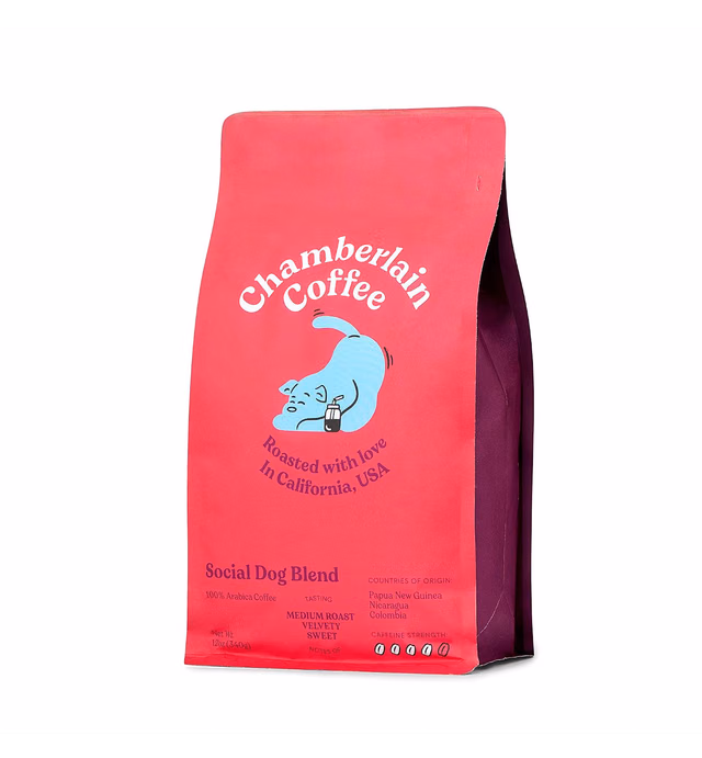 Chamberlain Coffee Social Dog Blend - Full Bodied, Organic Coffee, Whole Bean, 12oz