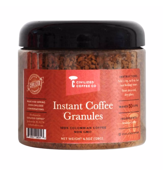Civilized Coffee Instant Coffee Granules, Colombian Coffee Classic Roast, Non-GMO (4.5 oz)