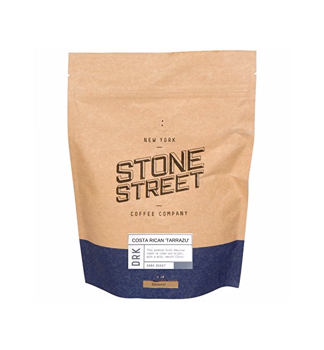 Stone Street Costa Rican Coffee, Dark Roast, Ground, Single Origin Tarrazu Region, 1 LB
