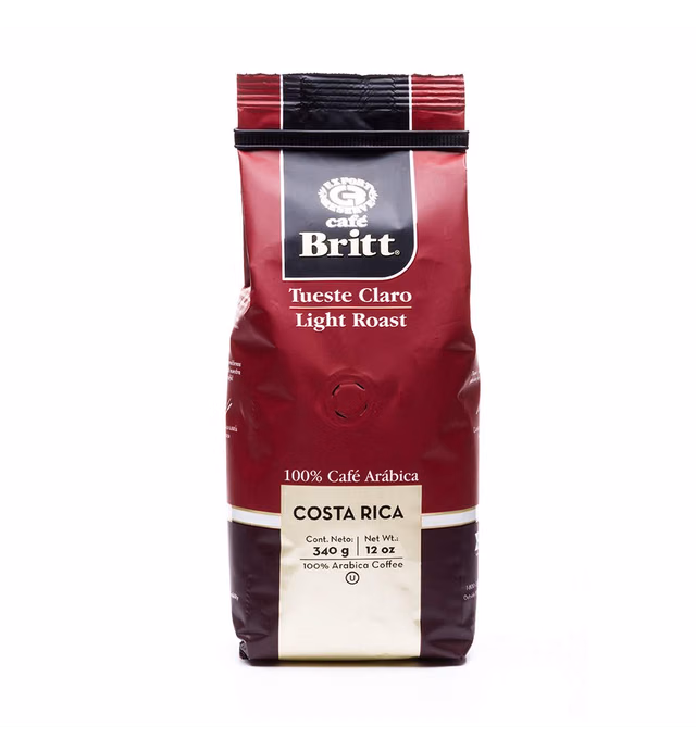 Café Britt® - Costa Rican Light Roast Coffee (12 oz.) - Whole Bean, Arabica Coffee, Kosher, Gluten Free, 100% Gourmet & Light Roast (1 Year Shelf-Life)