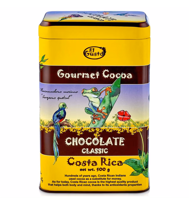El Gusto 30% Cocoa Powder, All Natural Cocoa, Dutch Processed Cocoa with Cane Sugar - Costa Rican Chocolate Gourmet Cocoa Powder In Reusable Collectable Tin - (17.64 oz)
