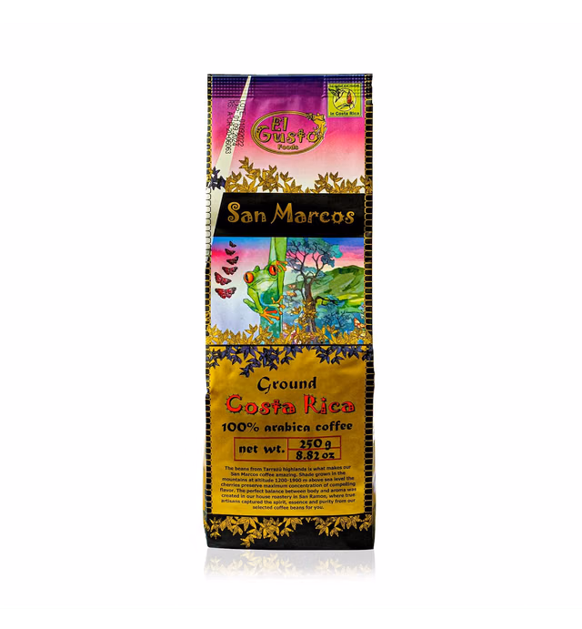 El Gusto Coffee - Single Origin Costa Rican Drip Coffee, Medium Roast, 100% Arabica, Fresh, Shade Grown, Handpicked & Sun-Dried - Roasted, Freshly Ground & Sealed For Freshness - San Marcos (8.82 oz)