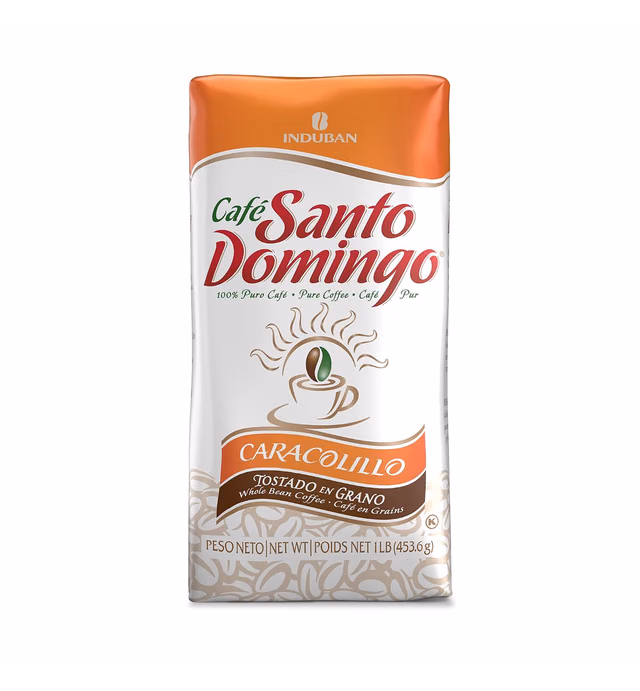 Café Santo Domingo Caracolillo, 16 oz Bag, Whole Bean Peaberry Coffee - Product from the Dominican Republic (Pack of 1)
