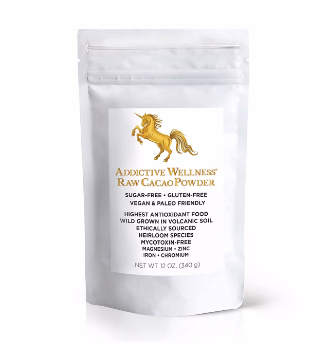 Addictive Wellness Raw Cacao Powder - Wild-Grown Heirloom Mycotoxin-Free Arriba Nacional Chocolate Cocoa Vegan Keto & Paleo