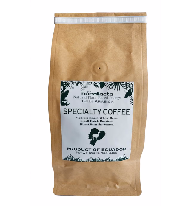 Ecuador Coffee Medium Breakfast Roast Specialty Mountain Grown Single Origin Direct Trade Arabica Washed Whole Bean Coffee - Nucallacta