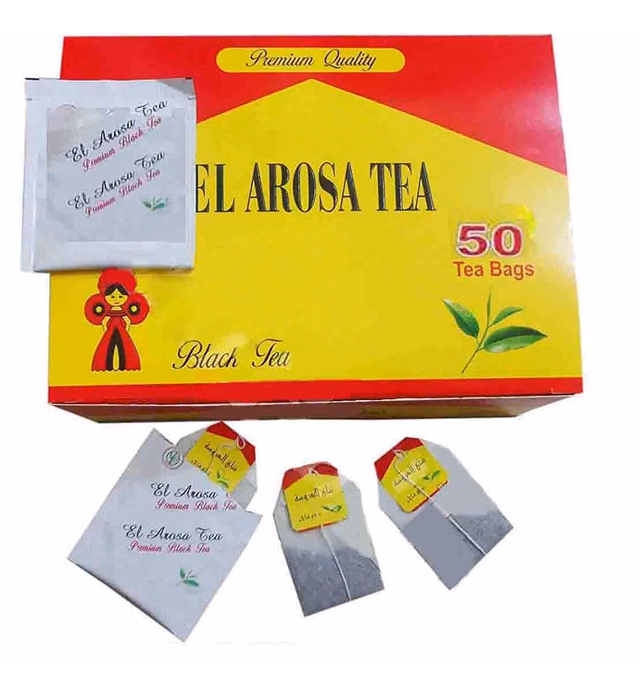 Al Arousa Alarousa Black Tea Bags Teas Indian Kenyan Organic Traditional Egyptian Dust Egypt Arabian Strong Rich Pure Oriental Natural Taste Breakfast ( Tea Bag 50 ) شاÙ‰ اÙ„عرÙˆسة