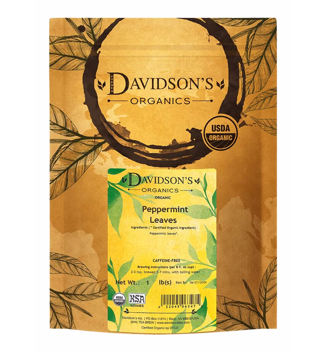 Davidson's Organics, Peppermint Leaves, Loose Leaf Tea, 16-Ounce Bag