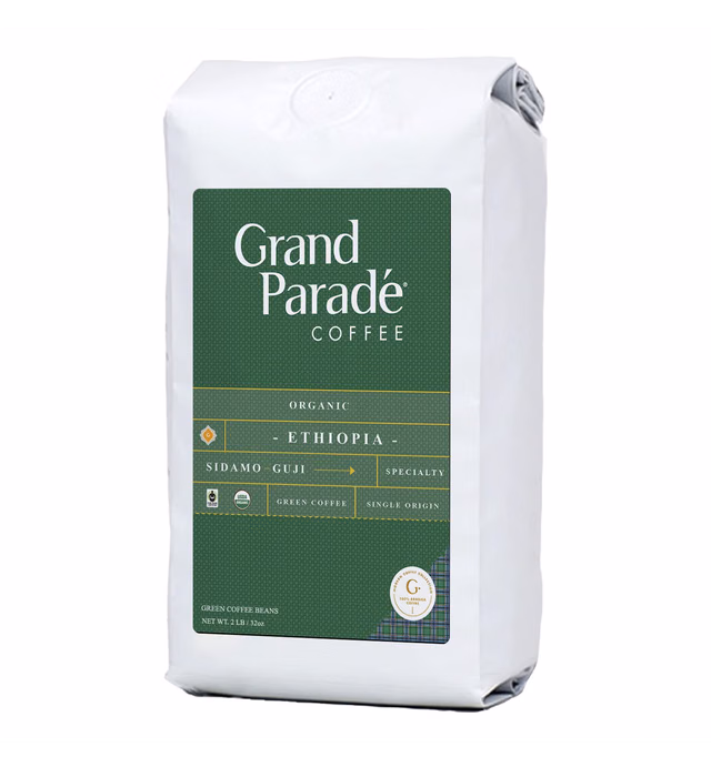 Grand Parade Coffee, 2 Lb Unroasted Green Coffee Beans - Organic Ethiopian Sidamo Guji - Grade 1 Single Origin - Specialty Arabica - Fair Trade
