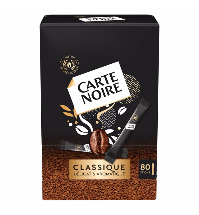 Carte Noire Instant Coffee Sticks from France Large 80 Stick Pack