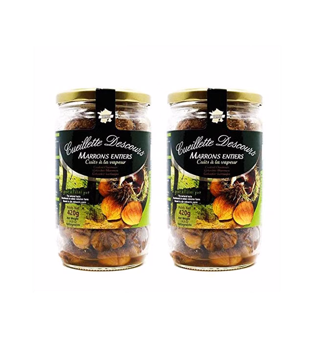 Concept Fruits Whole Roasted French Chestnuts - Peeled, Ready-to-eat, Steamed - Product of France - 14.2 Ounces - 2 Jars, Pack of Two