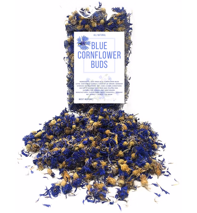 Blue Cornflower Buds - Dried And Grown In Germany, Non-gmo, Culinary-grade (1.05 Oz/ 30 Grams) - Naturally Grown Herbal Flower Buds For For Tea Blends & Decoration (Centaurea Cyanus)