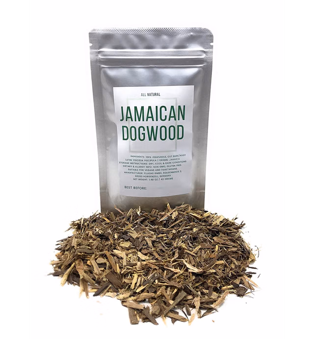 Jamaican Dogwood - Dried, Cut & Natural Fishfuddle (Bark/Root) - Piscidia Piscipula from Jamaica - Net Weight: 1.48 Oz / 42 Grams