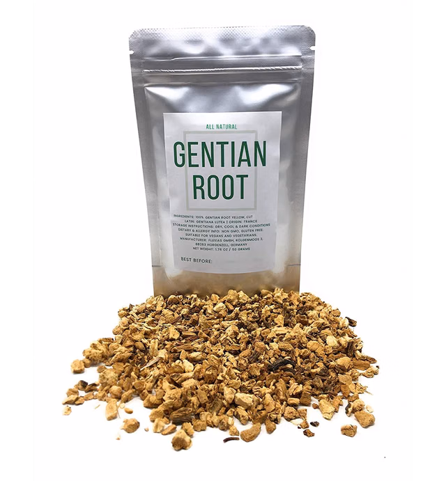 Yellow Gentian Root - Cut, Dried & Natural Gentiana Lutea - Genetian Roots - Long Dan Cao - Origin: France - Net Weight: 1.76oz/50g