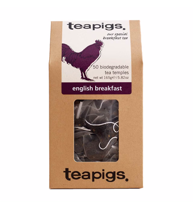teapigs English Breakfast Black Tea, 50 Count, Biodegradable Tea Bags, Assam, Ceylon & Rwandan Tea Blend