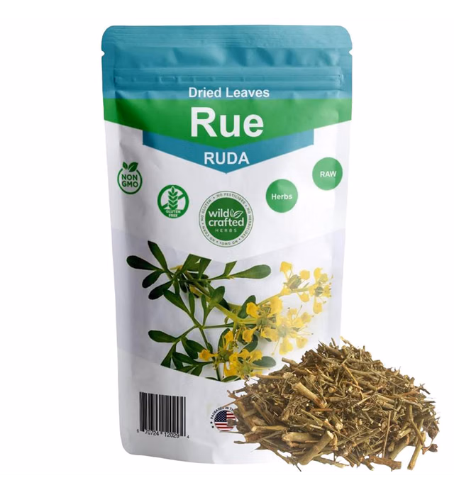 RUE Dried Herbs Peruvian Ruda, Ruda Seca, Ruda Graveolens, Natural Dried Tea Herbs, Ruda Rue Herbal Tea, Resealable Bag, Fresh Aroma & Taste (2 oz)
