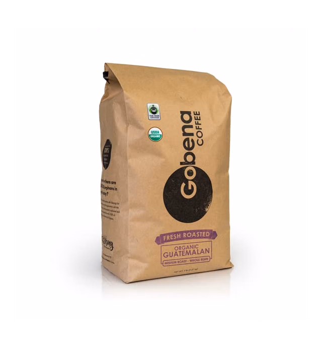 5lb Fair Trade Organic Certified Guatemalan Whole Bean Medium Roast Coffee, 100% Arabica Specialty Coffee, 80 ounces, 5 pounds, Bulk Coffee