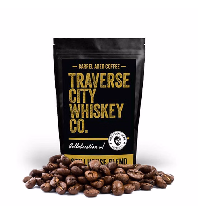 Traverse City Whiskey Co. Barrel Aged Coffee | Stillhouse Blend Aged in 10 Year Old Bourbon Barrels | Medium Roasted Beans for a Bold and Smooth Taste | 12oz