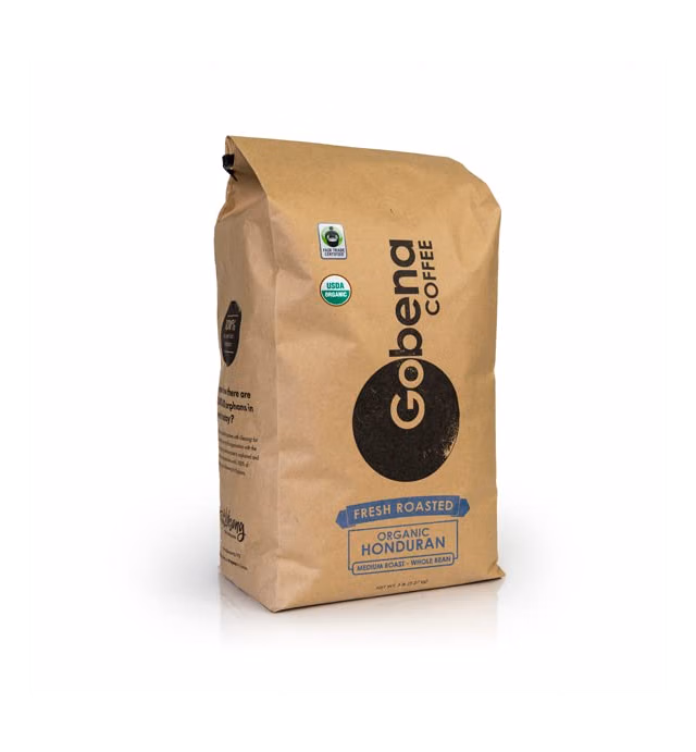 5lb Fair Trade Organic Certified Honduran Medium Roast Whole Bean, 100% Arabica Specialty Coffee, 80 ounces, 5 pounds, Bulk Coffee