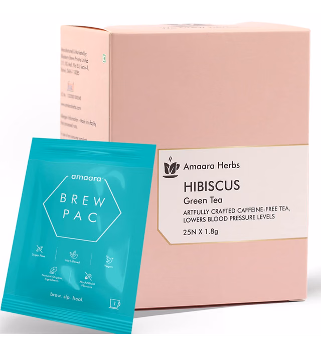 Amaara's Hibiscus Green Tea | Makes 25 cups | Blood Purifying tea | Good for hair & skin | Hibiscus flower & Green Tea | Herbal Tea | Tangy Fruity Flavour | Instant Hot Brew