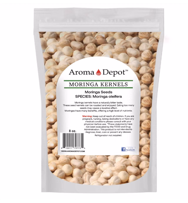 8 oz. Moringa Seeds KERNEL Shelled Clean 100% Natural, Raw Superfood Nutritional, Rich in Vitamins, Edible Seeds, Protein, Minerals, Potassium. (APX 700-800 Kernels)