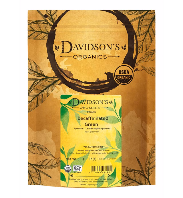 Davidson's Organics, Decaffeinated Green, Loose Leaf Tea, 16-Ounce Bag