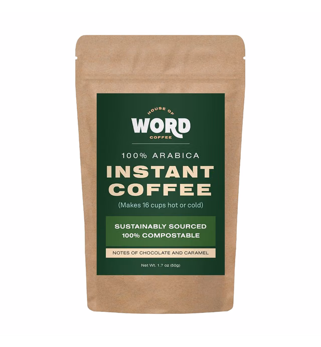 Word Premium Arabica Instant Coffee - Delicious Hot or Iced Coffee - Perfect for Camping or at Home - Eco-Friendly & Responsibly Sourced - 16 Servings