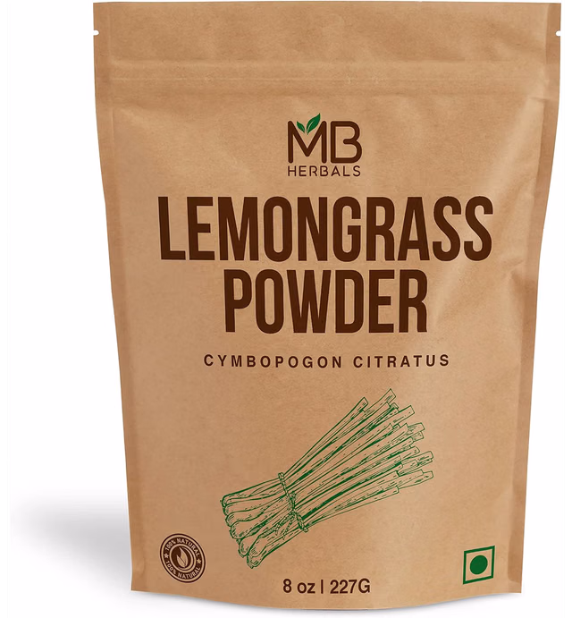 MB Herbals Lemongrass Powder 8 oz / 0.5 LB / 227 Gram | Cymbopogon citratus | Makes 22 Servings of Refreshing Lemongrass Tea | Coarse Grounded Powder for Tea