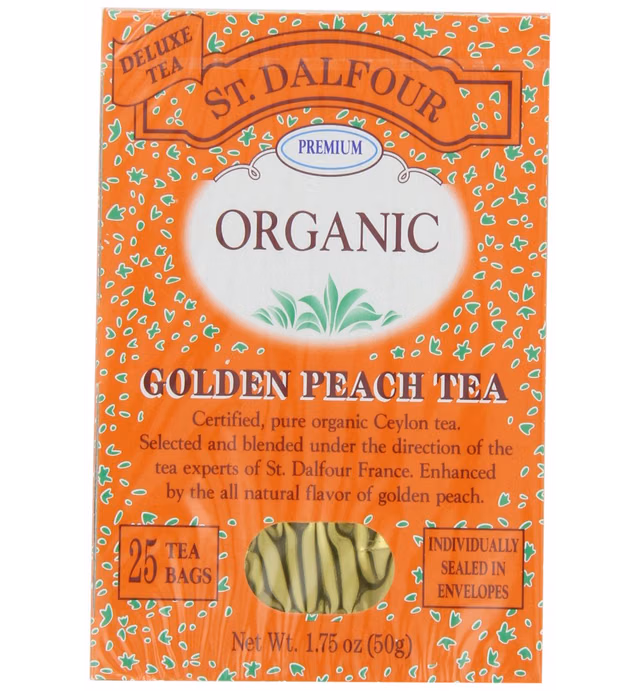 ST. DALFOUR Organic Tea, Golden Peach, 1.75-Ounce Bags, 25-Count Boxes (Pack of 6)