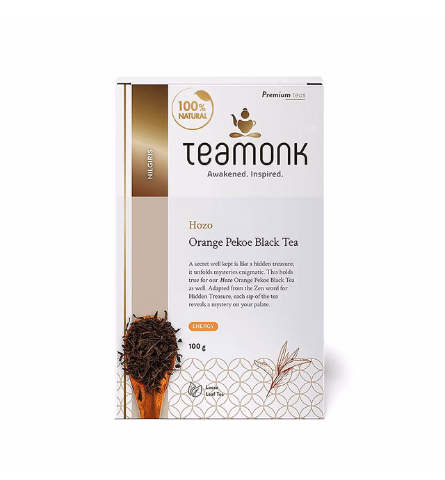 Teamonk Hozo High Mountain Orange Pekoe Black Tea Loose Leaf (50 Cups) - 3.5 oz | 100% Natural Orange Pekoe Tea | Black Tea Leaves for Energy | Fruit Tea | No Additives