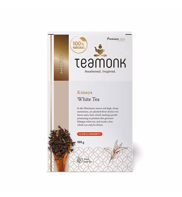 Teamonk Kimaya USDA Certified Organic Darjeeling White Tea Leaves (50 Cups) - 100 g. Rich in s, ing and acts as