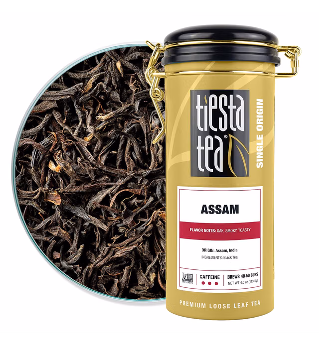 Tiesta Tea - Assam Black Tea, Loose Leaf Black Tea, High Caffeine, Hot & Iced Tea, 4 oz Tin - 50 Cups, Single Origin Premium Black Loose Leaf Tea from India, 100% Pure Unblended