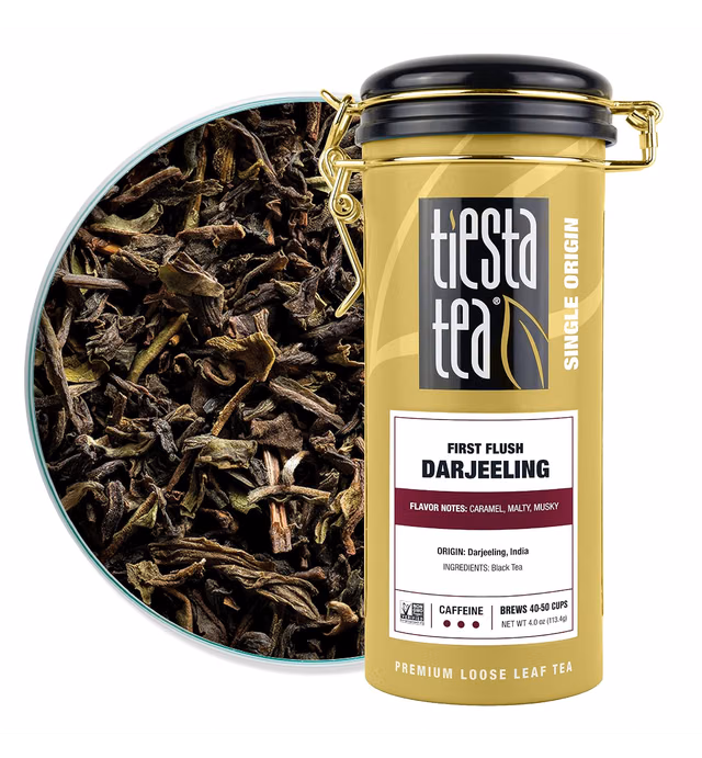 Tiesta Tea - First Flush Darjeeling Tea, Loose Leaf Black Tea, High Caffeine, Hot & Iced Tea, 4 oz Tin - 50 Cups, Single Origin Premium Black Loose Leaf Tea from India, 100% Pure Unblended
