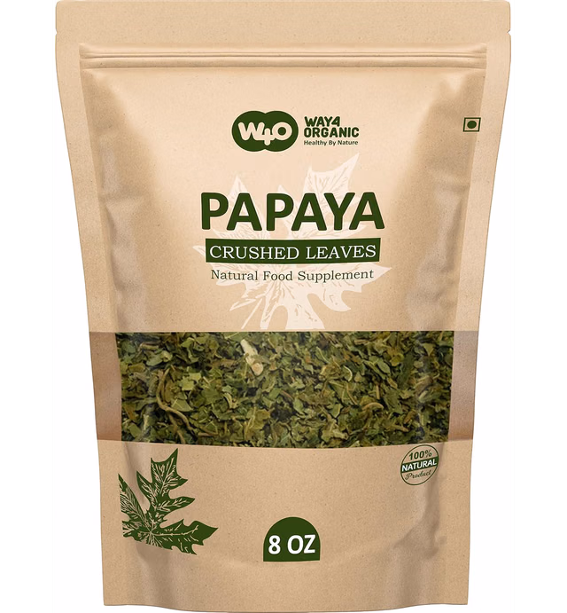 Papaya Leaf Tea 8 Oz, Dried from Fresh Green Leaves, Good to make Tea, 100% Loose Leaves(No Fruit, No Seeds) - Way4Organic (1 Pack(8 Oz))