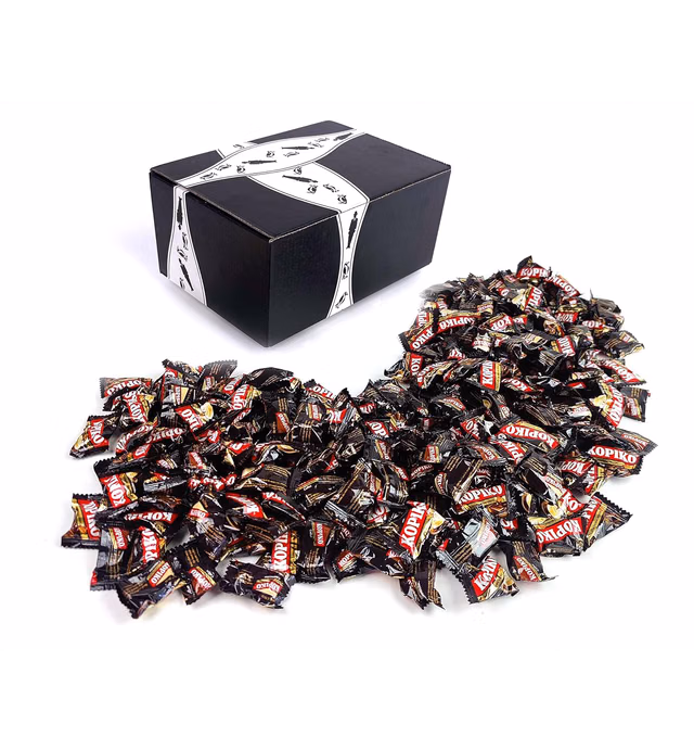 Kopiko Coffee Hard Candies 2-Flavor Variety: One 2 lb Assorted Bag of Coffee and Cappuccino in a BlackTie Box