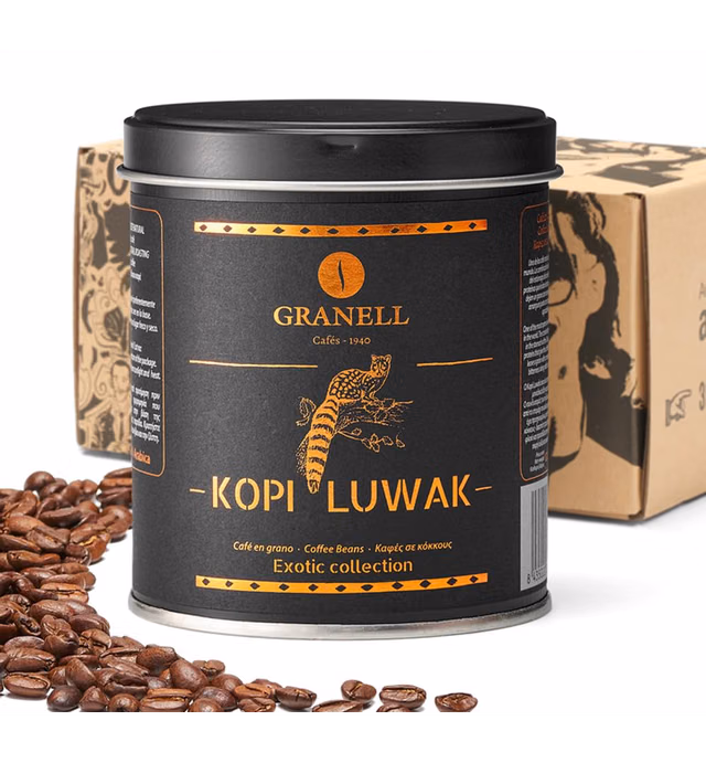 Cafés Granell Wild Kopi Luwak medium roast Coffee Whole Beans, 100grams (3.5oz)