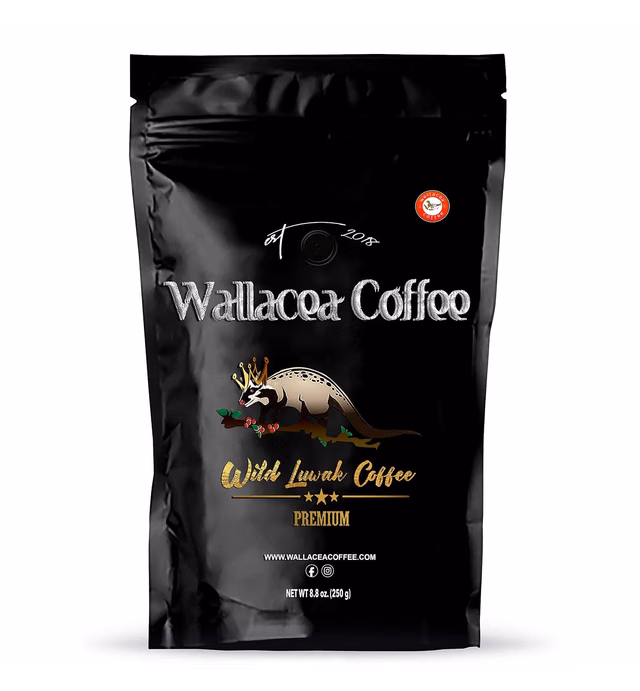 Wallacea Coffee Certified Wild Kopi Luwak Coffee Beans, Civet Coffee, Kopi Luwak From Gayo Sumatra Indonesia, coffee beans (8.8 oz)