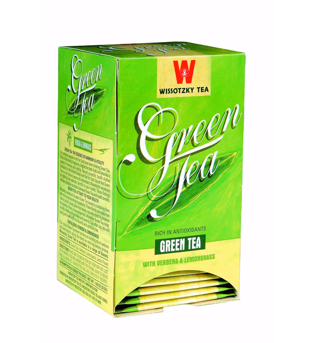 Wissotzky Green Tea with Lemongrass and Verbana, 1.06-Ounce Boxes (Pack of 6)