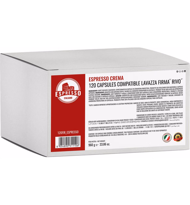 Espresso Italiano pods compatible with Lavazza Rivo machine (Espresso Crema, 120 Pods)