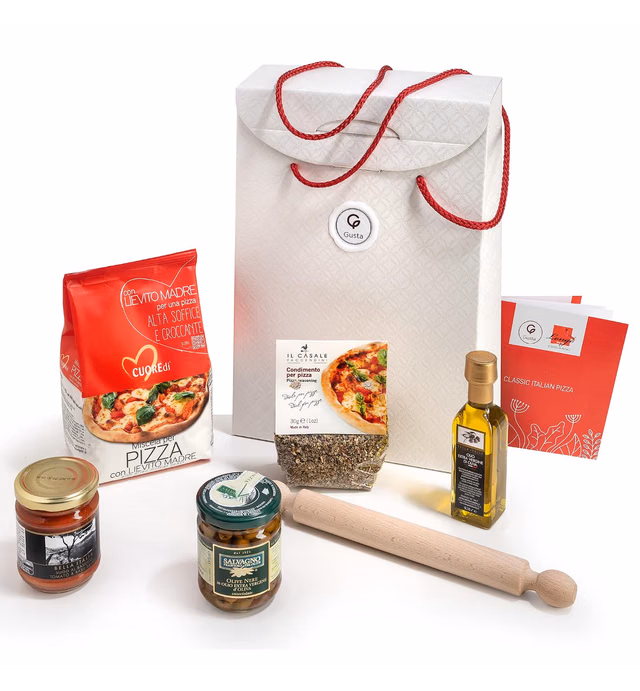 Gusta Gourmet Gift Basket - Home Pizza Kit - Made in Italy - Healthy Holiday Basket for Birthdays, Family Parties, Sympathy, Housewarming, Clients and Business Gifts